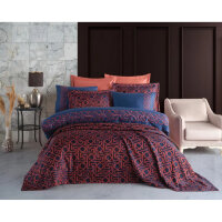 Набор постельного белья с вышивкой и жаккардовым покрывалом Dantela Vita - Luna brick кирпичный евро