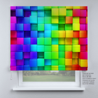 Римская штора "Соло" Джуси велюр (Цветные 3D кубики)