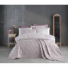 Набор постельного белья с вышивкой и жаккардовым покрывалом Dantela Vita - Victoria pudra пудра евро