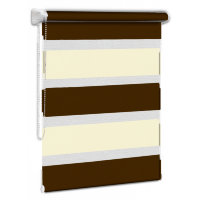 Рулонные шторы «день-ночь» двухцветные крем-коричневый