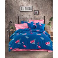 Постельное белье Lotus Home Perfect Ranforce - Flamingo голубой полуторный