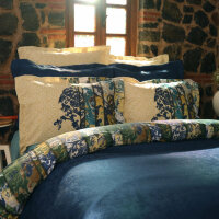Набор постельное белье с покрывалом Karaca Home - Ornella indigo индиго евро