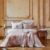 Комплект постільної білизни з покривалом + плед Karaca Home - Adrila rosegold золотисто-рожевий євро (10)